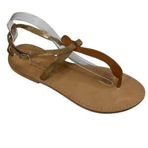 Niccolo Vacari Tan Italian Leather Flat Sandals Size 10 NEW No Flaws